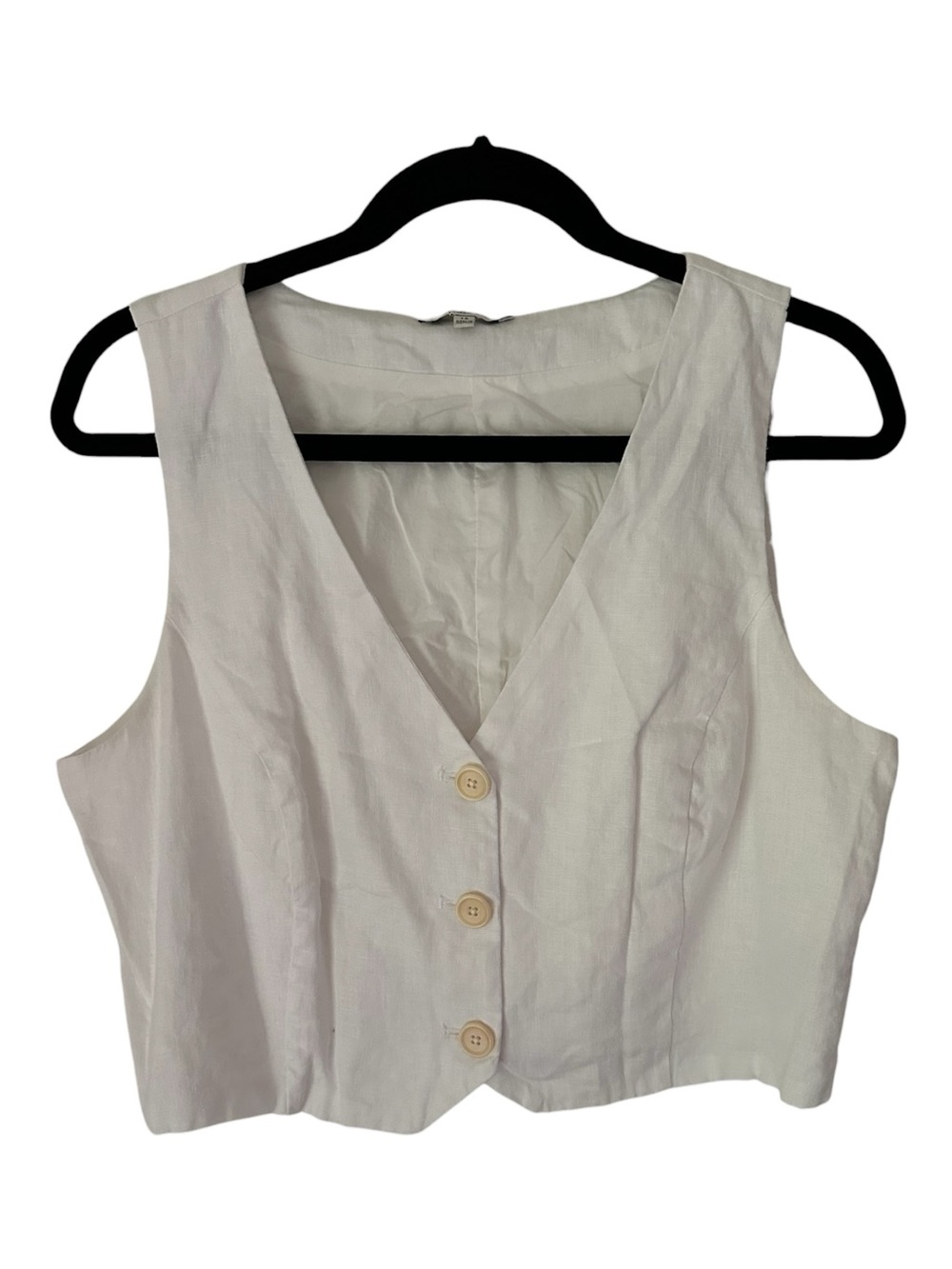 Madewell White Button-Front Linen Vest